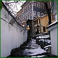 Plovdiv Old Town stairs at winter